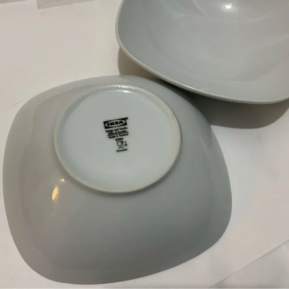 Set of 2 IKEA Square Soup Cereal Bowl Salad 8” White Porcelain 21986 Thailand G5
